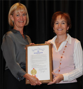 Lt. Governor Barbara Lawton (left) and Georgiana Wilton, PhD at FASD Day.