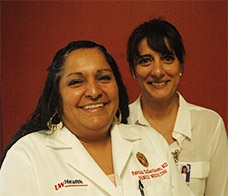 The DFM’s Patricia Tellez-Giron, MD (left), and UW Hospital and Clinics’ Shiva Bidar co-chair the Latino Health Council, which recently celebrated its 20th anniversary. (Photo: Jonathan Gramling)