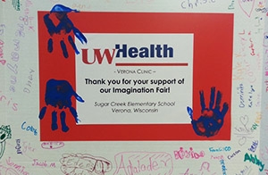 Students at Sugar Creek Elementary School thanked the Verona Clinic for supporting their Imagination Fair.