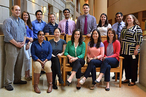 The new Madison residents. Back row, from left: Lucas Kuehn, MD; Anna Chase, MD; Yoshito Kosai, MD; Andrew Maiers, DO; Mukund Premkumar, MD; Matthew Brown, MD; Lauren Walsh, MD, MPH; Milap Dubal, MD; Ellen Gordon, MD. Front row, from left: Divneet Kaur, MD; Lydia Chen, MD; Allison Couture, DO; Tina Ozbeki, MD; Katherine McCreary, MD