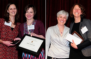 McGovern-Tracy Scholarship winner Karina Atwell, MD, with Ildi Martonffy, MD; Melissa Stiles, MD, with Brillman Leadership and Advocacy Scholarship winner Jennifer Perkins, MD.