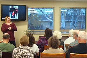 Cary Savage, LPN, who works at the Cross Plains Clinic, helped participants with weigh-ins and personal motivation. 