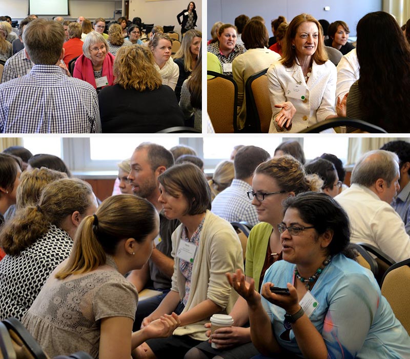 Scenes from the “speed-dating” networking session.