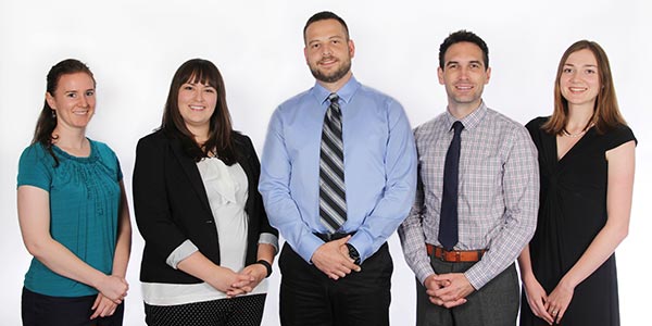 The new Eau Claire residents, from left: Caitlin Suilmann, MD; Crystal Lalonde, MD; Steven Long, DO; Matthew Gordon, MD; Aleksandra Babiarz, MD