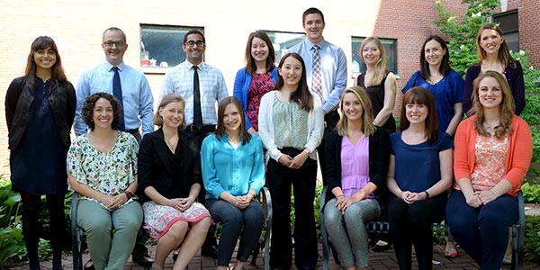 The new Madison residents. Front row, from left: Angela Marchant, DO; Sheila Kredit, MD; Paula Goldman, MD; Xia Vang, MD; Ashley Taliaferro, DO; Lindsey Engel, MD; Emily Metzger, MD. Back row, from left: Angelie Singh, MD; Ben Traun, MD; Kartik Sidhar, MD; KJ Hansmann, MD; Alex Milsap, MD; Petra Kelsey, MD; Kate Ledford, DO; Caitlin Regner, MD