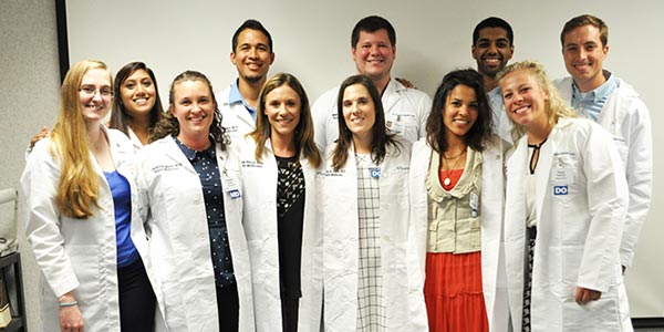 The new Milwaukee residents. Back row, from left: Rinal Patel, MD; Alonzo Jalan, MD; Matthew Gill, DO; Abdulrehman Siddiqui, MD; Joseph Vogelgesang, DO. Front row, from left: Sarah Ward, MD; Christina Quale, MD; Alison Perry, DO; Mary St. Claire, DO; Natalia Arizmendez, MD; Kayla Parsons, DO.