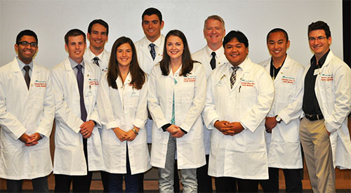 The new Milwaukee residents. Back row, from left: Scott Chandlers, DO; Christopher Peters, DO; and Larry Sorrell, MD. Front row, from left: Raheel Mody, DO; Caleb Patee, DO; Kristin Dement, DO; Sara Nixon, MD; Jonathan Blaza, MD; Christopher Cook, DO; Devin Lee, MD.