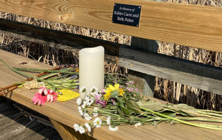 Beth Potter and Robin Carre memorial bench overlooking the Gardner Marsh in the UW Arboretum.