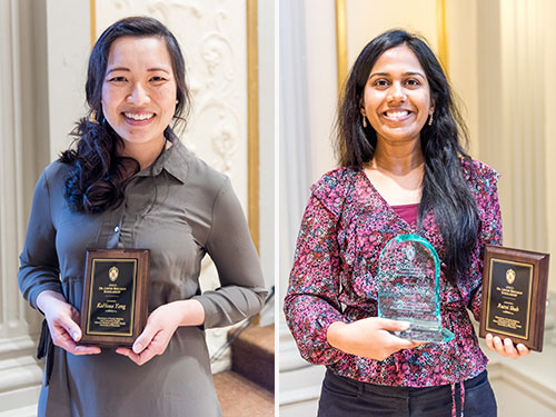 Dr. Lester Brillman Scholarships, KaHoua Yang (left) and Rutvi Shah.