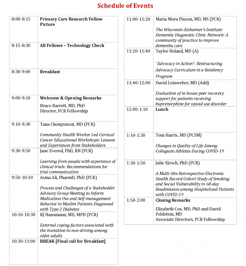 Fellowship Symposium Schedule