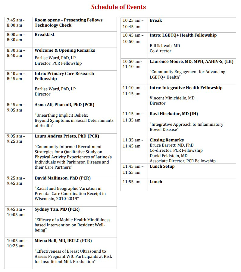 2023 Fellowship Symposium Schedule