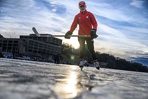 Skating on the lake
