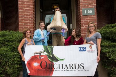 ORCHARDS Research study group photo on steps of Alumni Hall.